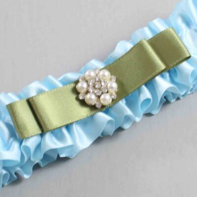 Alice Blue and Black Satin Wedding Garter / Blue Wedding Garters / Wedding Garter / Custom Wedding Garter / Bridal Garter / Prom Garter / Linda Joyce Couture / Personalized Garter / Personalized Wedding Garter / Personalized Prom Garter