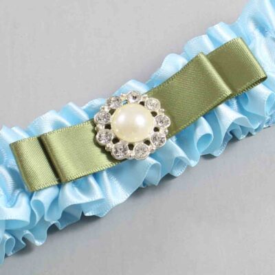 Alice Blue and Black Satin Wedding Garter / Blue Wedding Garters / Wedding Garter / Custom Wedding Garter / Bridal Garter / Prom Garter / Linda Joyce Couture / Personalized Garter / Personalized Wedding Garter / Personalized Prom Garter