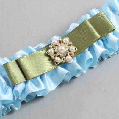 Alice Blue and Black Satin Wedding Garter / Blue Wedding Garters / Wedding Garter / Custom Wedding Garter / Bridal Garter / Prom Garter / Linda Joyce Couture / Personalized Garter / Personalized Wedding Garter / Personalized Prom Garter