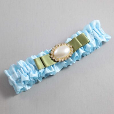 Alice Blue and Black Satin Wedding Garter / Blue Wedding Garters / Wedding Garter / Custom Wedding Garter / Bridal Garter / Prom Garter / Linda Joyce Couture / Personalized Garter / Personalized Wedding Garter / Personalized Prom Garter