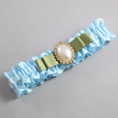 Alice Blue and Black Satin Wedding Garter / Blue Wedding Garters / Wedding Garter / Custom Wedding Garter / Bridal Garter / Prom Garter / Linda Joyce Couture / Personalized Garter / Personalized Wedding Garter / Personalized Prom Garter