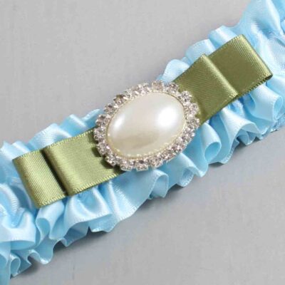 Alice Blue and Black Satin Wedding Garter / Blue Wedding Garters / Wedding Garter / Custom Wedding Garter / Bridal Garter / Prom Garter / Linda Joyce Couture / Personalized Garter / Personalized Wedding Garter / Personalized Prom Garter