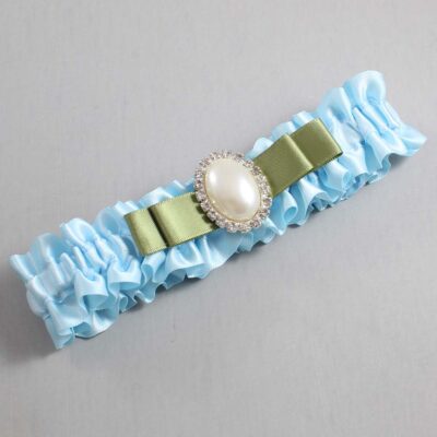 Alice Blue and Black Satin Wedding Garter / Blue Wedding Garters / Wedding Garter / Custom Wedding Garter / Bridal Garter / Prom Garter / Linda Joyce Couture / Personalized Garter / Personalized Wedding Garter / Personalized Prom Garter