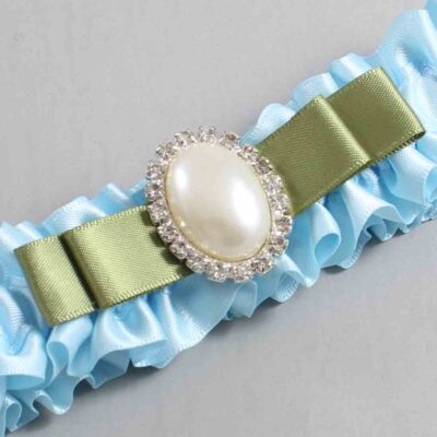 Alice Blue and Black Satin Wedding Garter / Blue Wedding Garters / Wedding Garter / Custom Wedding Garter / Bridal Garter / Prom Garter / Linda Joyce Couture / Personalized Garter / Personalized Wedding Garter / Personalized Prom Garter
