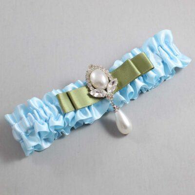 Alice Blue and Black Satin Wedding Garter / Blue Wedding Garters / Wedding Garter / Custom Wedding Garter / Bridal Garter / Prom Garter / Linda Joyce Couture / Personalized Garter / Personalized Wedding Garter / Personalized Prom Garter