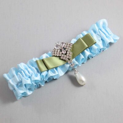 Alice Blue and Black Satin Wedding Garter / Blue Wedding Garters / Wedding Garter / Custom Wedding Garter / Bridal Garter / Prom Garter / Linda Joyce Couture / Personalized Garter / Personalized Wedding Garter / Personalized Prom Garter