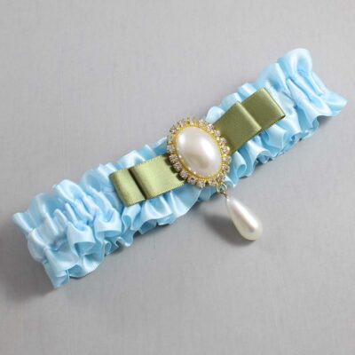 Alice Blue and Black Satin Wedding Garter / Blue Wedding Garters / Wedding Garter / Custom Wedding Garter / Bridal Garter / Prom Garter / Linda Joyce Couture / Personalized Garter / Personalized Wedding Garter / Personalized Prom Garter