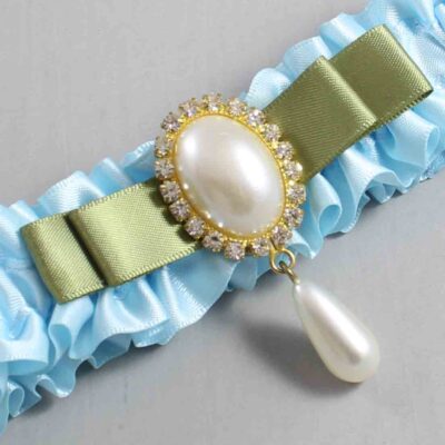 Alice Blue and Black Satin Wedding Garter / Blue Wedding Garters / Wedding Garter / Custom Wedding Garter / Bridal Garter / Prom Garter / Linda Joyce Couture / Personalized Garter / Personalized Wedding Garter / Personalized Prom Garter