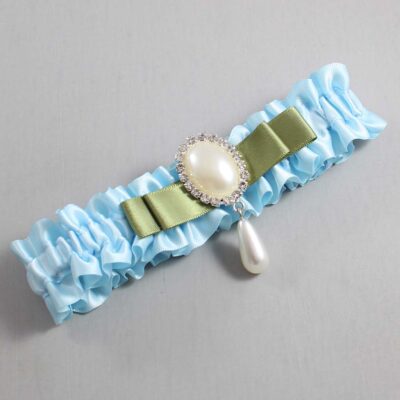 Alice Blue and Black Satin Wedding Garter / Blue Wedding Garters / Wedding Garter / Custom Wedding Garter / Bridal Garter / Prom Garter / Linda Joyce Couture / Personalized Garter / Personalized Wedding Garter / Personalized Prom Garter