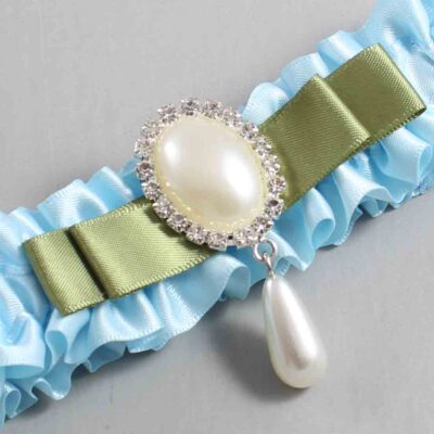 Alice Blue and Black Satin Wedding Garter / Blue Wedding Garters / Wedding Garter / Custom Wedding Garter / Bridal Garter / Prom Garter / Linda Joyce Couture / Personalized Garter / Personalized Wedding Garter / Personalized Prom Garter