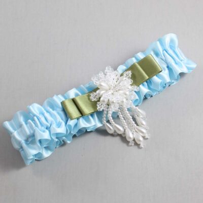 Alice Blue and Black Satin Wedding Garter / Blue Wedding Garters / Wedding Garter / Custom Wedding Garter / Bridal Garter / Prom Garter / Linda Joyce Couture / Personalized Garter / Personalized Wedding Garter / Personalized Prom Garter