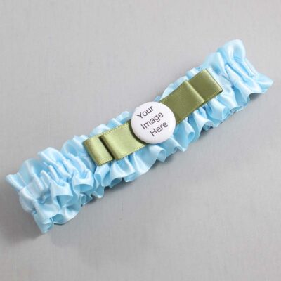Alice Blue and Black Satin Wedding Garter / Blue Wedding Garters / Wedding Garter / Custom Wedding Garter / Bridal Garter / Prom Garter / Linda Joyce Couture / Personalized Garter / Personalized Wedding Garter / Personalized Prom Garter