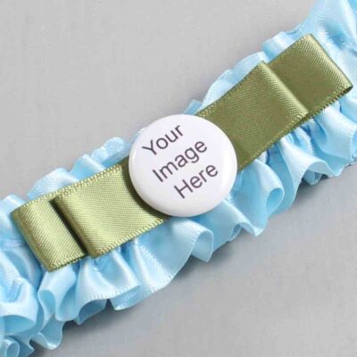 Alice Blue and Black Satin Wedding Garter / Blue Wedding Garters / Wedding Garter / Custom Wedding Garter / Bridal Garter / Prom Garter / Linda Joyce Couture / Personalized Garter / Personalized Wedding Garter / Personalized Prom Garter
