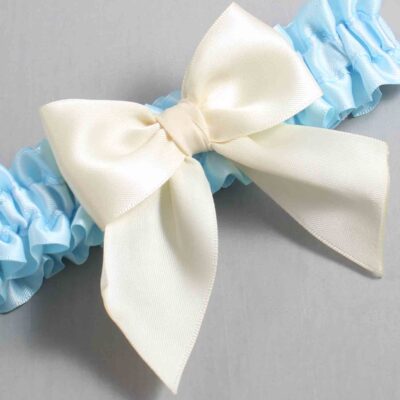 Alice Blue and Ivory Satin Wedding Garter / Blue and Ivory Wedding Garters / Wedding Garter / Custom Wedding Garter / Bridal Garter / Prom Garter / Linda Joyce Couture / Personalized Garter / Personalized Wedding Garter / Personalized Prom Garter