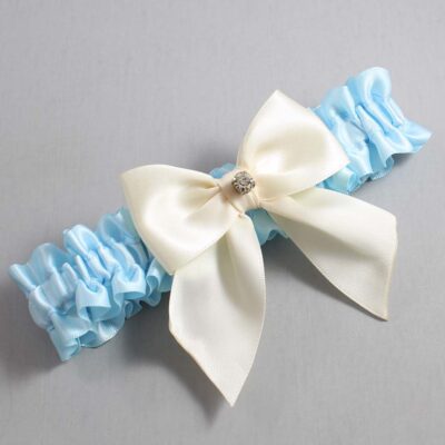 Alice Blue and Ivory Satin Wedding Garter / Blue and Ivory Wedding Garters / Wedding Garter / Custom Wedding Garter / Bridal Garter / Prom Garter / Linda Joyce Couture / Personalized Garter / Personalized Wedding Garter / Personalized Prom Garter
