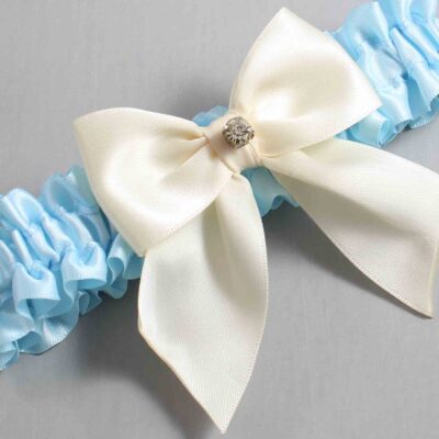 Alice Blue and Ivory Satin Wedding Garter / Blue and Ivory Wedding Garters / Wedding Garter / Custom Wedding Garter / Bridal Garter / Prom Garter / Linda Joyce Couture / Personalized Garter / Personalized Wedding Garter / Personalized Prom Garter
