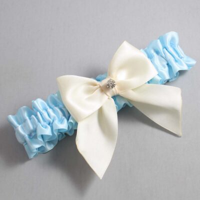 Alice Blue and Ivory Satin Wedding Garter / Blue and Ivory Wedding Garters / Wedding Garter / Custom Wedding Garter / Bridal Garter / Prom Garter / Linda Joyce Couture / Personalized Garter / Personalized Wedding Garter / Personalized Prom Garter