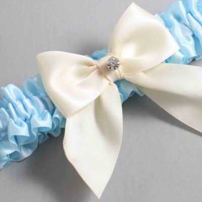 Alice Blue and Ivory Satin Wedding Garter / Blue and Ivory Wedding Garters / Wedding Garter / Custom Wedding Garter / Bridal Garter / Prom Garter / Linda Joyce Couture / Personalized Garter / Personalized Wedding Garter / Personalized Prom Garter