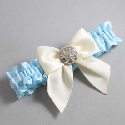 Alice Blue and Ivory Satin Wedding Garter / Blue and Ivory Wedding Garters / Wedding Garter / Custom Wedding Garter / Bridal Garter / Prom Garter / Linda Joyce Couture / Personalized Garter / Personalized Wedding Garter / Personalized Prom Garter