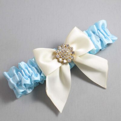 Alice Blue and Ivory Satin Wedding Garter / Blue and Ivory Wedding Garters / Wedding Garter / Custom Wedding Garter / Bridal Garter / Prom Garter / Linda Joyce Couture / Personalized Garter / Personalized Wedding Garter / Personalized Prom Garter