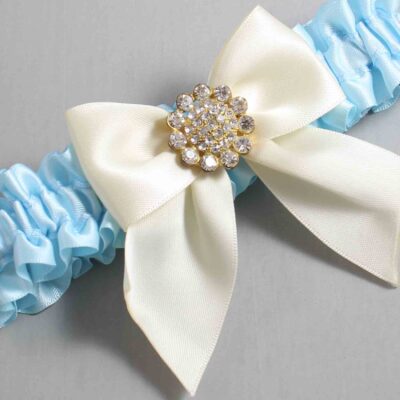 Alice Blue and Ivory Satin Wedding Garter / Blue and Ivory Wedding Garters / Wedding Garter / Custom Wedding Garter / Bridal Garter / Prom Garter / Linda Joyce Couture / Personalized Garter / Personalized Wedding Garter / Personalized Prom Garter