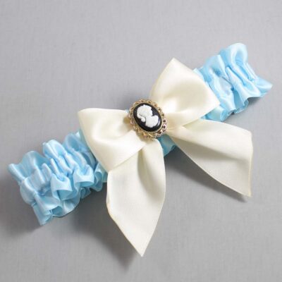 Alice Blue and Ivory Satin Wedding Garter / Blue and Ivory Wedding Garters / Wedding Garter / Custom Wedding Garter / Bridal Garter / Prom Garter / Linda Joyce Couture / Personalized Garter / Personalized Wedding Garter / Personalized Prom Garter