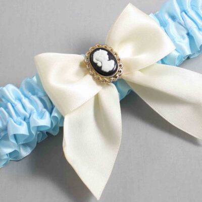 Alice Blue and Ivory Satin Wedding Garter / Blue and Ivory Wedding Garters / Wedding Garter / Custom Wedding Garter / Bridal Garter / Prom Garter / Linda Joyce Couture / Personalized Garter / Personalized Wedding Garter / Personalized Prom Garter