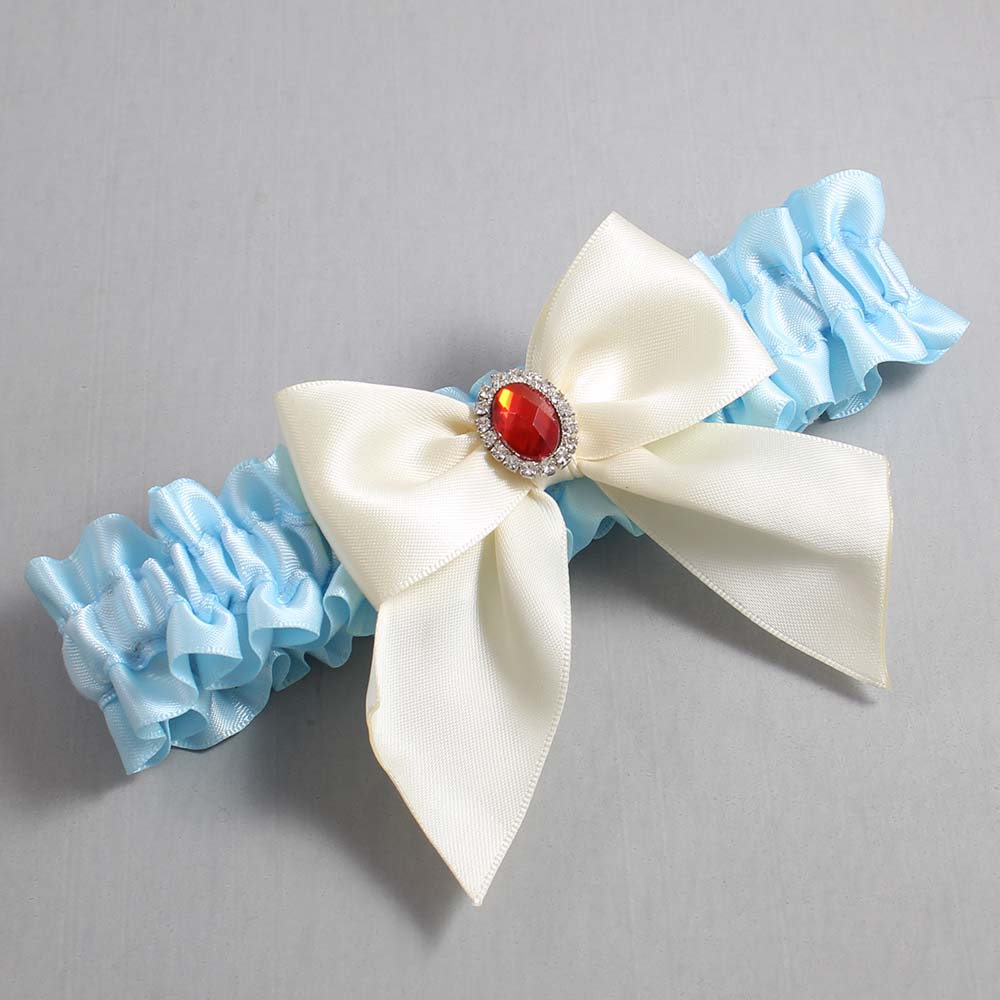 Alice Blue and Ivory Satin Wedding Garter / Blue and Ivory Wedding Garters / Wedding Garter / Custom Wedding Garter / Bridal Garter / Prom Garter / Linda Joyce Couture / Personalized Garter / Personalized Wedding Garter / Personalized Prom Garter