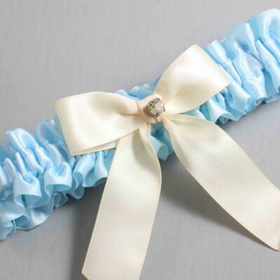 Alice Blue and Ivory Wedding Garter / Blue Wedding Garters / Wedding Garter / Custom Wedding Garter / Bridal Garter / Prom Garter / Linda Joyce Couture / Personalized Garter / Personalized Wedding Garter / Personalized Prom Garter