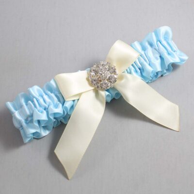 Alice Blue and Ivory Wedding Garter / Blue Wedding Garters / Wedding Garter / Custom Wedding Garter / Bridal Garter / Prom Garter / Linda Joyce Couture / Personalized Garter / Personalized Wedding Garter / Personalized Prom Garter