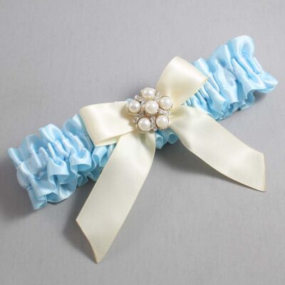Alice Blue and Ivory Wedding Garter / Blue Wedding Garters / Wedding Garter / Custom Wedding Garter / Bridal Garter / Prom Garter / Linda Joyce Couture / Personalized Garter / Personalized Wedding Garter / Personalized Prom Garter