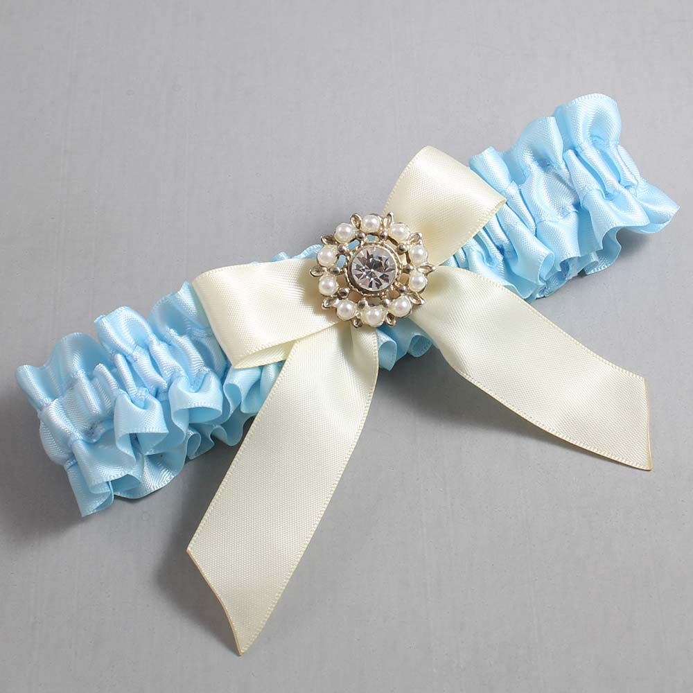 Alice Blue and Ivory Wedding Garter / Blue Wedding Garters / Wedding Garter / Custom Wedding Garter / Bridal Garter / Prom Garter / Linda Joyce Couture / Personalized Garter / Personalized Wedding Garter / Personalized Prom Garter