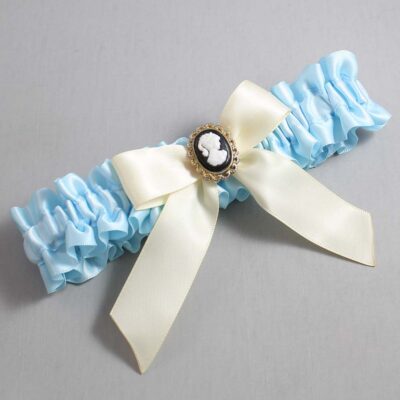 Alice Blue and Ivory Wedding Garter / Blue Wedding Garters / Wedding Garter / Custom Wedding Garter / Bridal Garter / Prom Garter / Linda Joyce Couture / Personalized Garter / Personalized Wedding Garter / Personalized Prom Garter