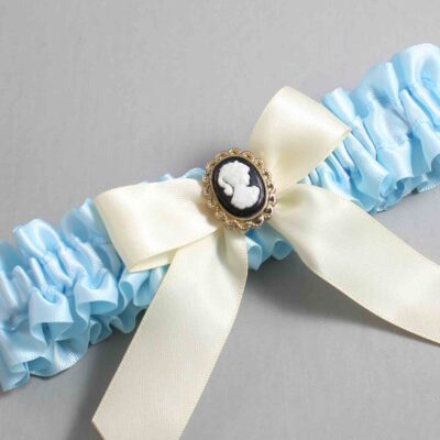 Alice Blue and Ivory Wedding Garter / Blue Wedding Garters / Wedding Garter / Custom Wedding Garter / Bridal Garter / Prom Garter / Linda Joyce Couture / Personalized Garter / Personalized Wedding Garter / Personalized Prom Garter