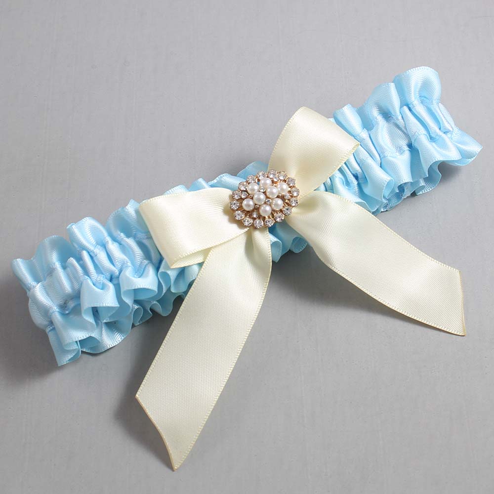 Alice Blue and Ivory Wedding Garter / Blue Wedding Garters / Wedding Garter / Custom Wedding Garter / Bridal Garter / Prom Garter / Linda Joyce Couture / Personalized Garter / Personalized Wedding Garter / Personalized Prom Garter