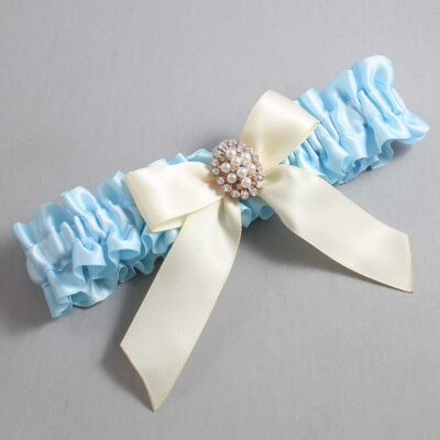 Alice Blue and Ivory Wedding Garter / Blue Wedding Garters / Wedding Garter / Custom Wedding Garter / Bridal Garter / Prom Garter / Linda Joyce Couture / Personalized Garter / Personalized Wedding Garter / Personalized Prom Garter