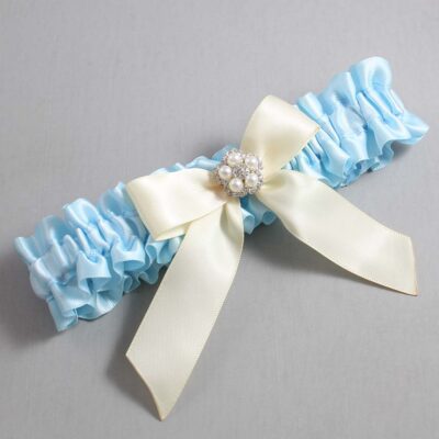 Alice Blue and Ivory Wedding Garter / Blue Wedding Garters / Wedding Garter / Custom Wedding Garter / Bridal Garter / Prom Garter / Linda Joyce Couture / Personalized Garter / Personalized Wedding Garter / Personalized Prom Garter
