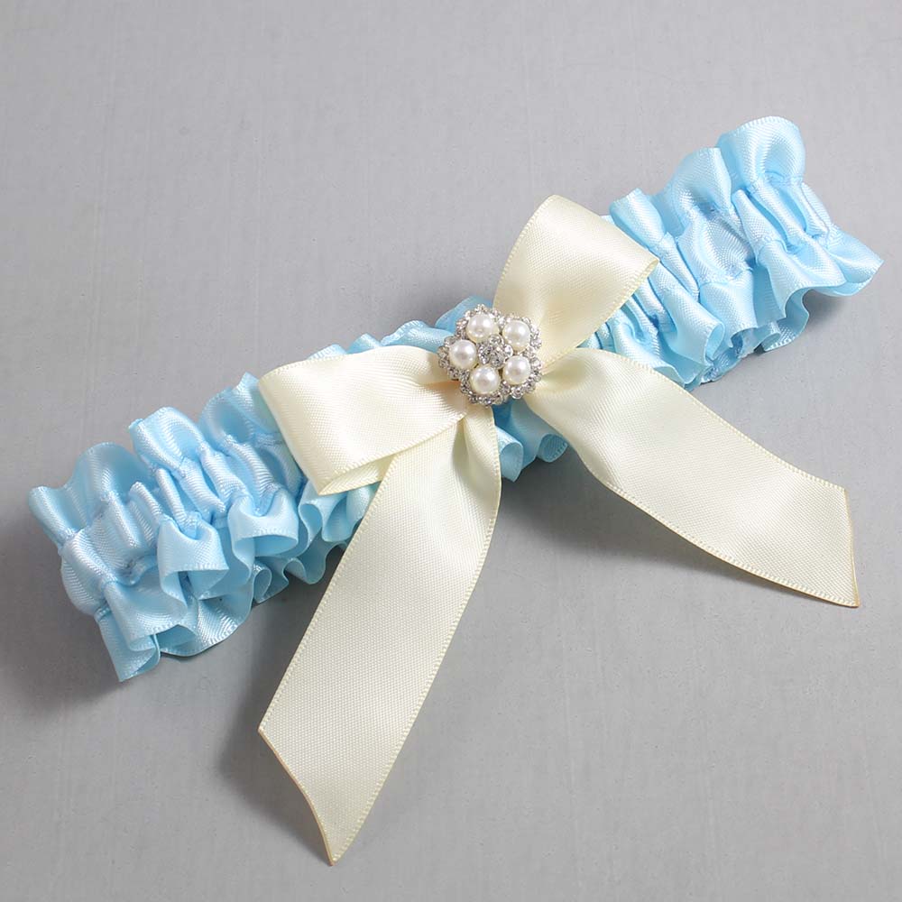 Alice Blue and Ivory Wedding Garter / Blue Wedding Garters / Wedding Garter / Custom Wedding Garter / Bridal Garter / Prom Garter / Linda Joyce Couture / Personalized Garter / Personalized Wedding Garter / Personalized Prom Garter