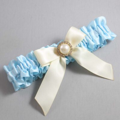 Alice Blue and Ivory Wedding Garter / Blue Wedding Garters / Wedding Garter / Custom Wedding Garter / Bridal Garter / Prom Garter / Linda Joyce Couture / Personalized Garter / Personalized Wedding Garter / Personalized Prom Garter
