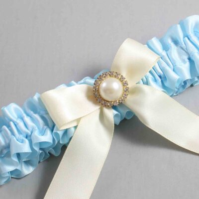Alice Blue and Ivory Wedding Garter / Blue Wedding Garters / Wedding Garter / Custom Wedding Garter / Bridal Garter / Prom Garter / Linda Joyce Couture / Personalized Garter / Personalized Wedding Garter / Personalized Prom Garter