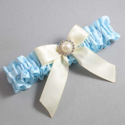 Alice Blue and Ivory Wedding Garter / Blue Wedding Garters / Wedding Garter / Custom Wedding Garter / Bridal Garter / Prom Garter / Linda Joyce Couture / Personalized Garter / Personalized Wedding Garter / Personalized Prom Garter