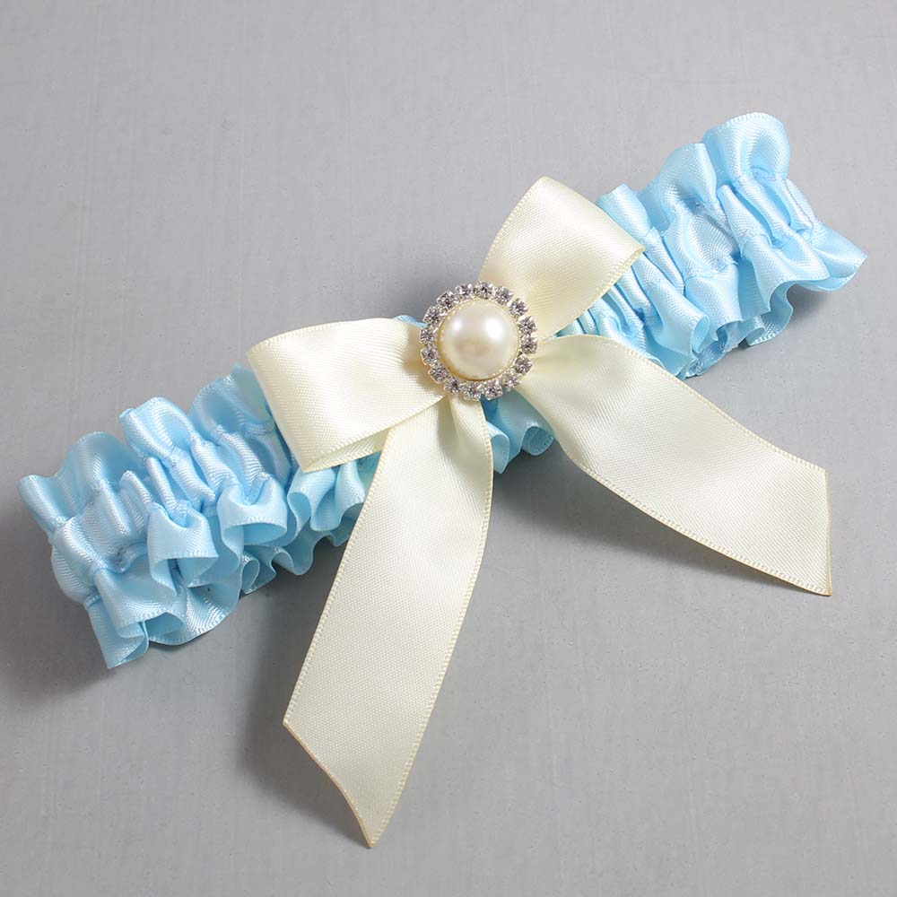 Alice Blue and Ivory Wedding Garter / Blue Wedding Garters / Wedding Garter / Custom Wedding Garter / Bridal Garter / Prom Garter / Linda Joyce Couture / Personalized Garter / Personalized Wedding Garter / Personalized Prom Garter