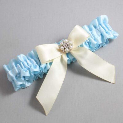 Alice Blue and Ivory Wedding Garter / Blue Wedding Garters / Wedding Garter / Custom Wedding Garter / Bridal Garter / Prom Garter / Linda Joyce Couture / Personalized Garter / Personalized Wedding Garter / Personalized Prom Garter