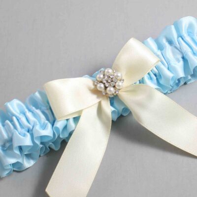 Alice Blue and Ivory Wedding Garter / Blue Wedding Garters / Wedding Garter / Custom Wedding Garter / Bridal Garter / Prom Garter / Linda Joyce Couture / Personalized Garter / Personalized Wedding Garter / Personalized Prom Garter