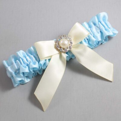 Alice Blue and Ivory Wedding Garter / Blue Wedding Garters / Wedding Garter / Custom Wedding Garter / Bridal Garter / Prom Garter / Linda Joyce Couture / Personalized Garter / Personalized Wedding Garter / Personalized Prom Garter