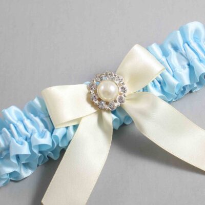 Alice Blue and Ivory Wedding Garter / Blue Wedding Garters / Wedding Garter / Custom Wedding Garter / Bridal Garter / Prom Garter / Linda Joyce Couture / Personalized Garter / Personalized Wedding Garter / Personalized Prom Garter
