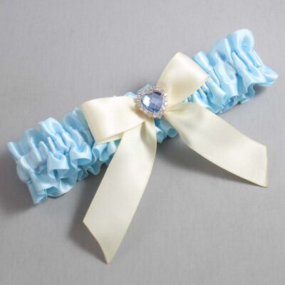 Alice Blue and Ivory Wedding Garter / Blue Wedding Garters / Wedding Garter / Custom Wedding Garter / Bridal Garter / Prom Garter / Linda Joyce Couture / Personalized Garter / Personalized Wedding Garter / Personalized Prom Garter