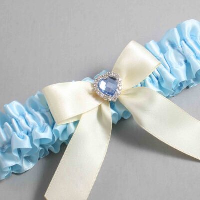 Alice Blue and Ivory Wedding Garter / Blue Wedding Garters / Wedding Garter / Custom Wedding Garter / Bridal Garter / Prom Garter / Linda Joyce Couture / Personalized Garter / Personalized Wedding Garter / Personalized Prom Garter