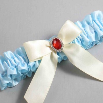 Alice Blue and Ivory Wedding Garter / Blue Wedding Garters / Wedding Garter / Custom Wedding Garter / Bridal Garter / Prom Garter / Linda Joyce Couture / Personalized Garter / Personalized Wedding Garter / Personalized Prom Garter