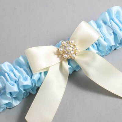 Alice Blue and Ivory Wedding Garter / Blue Wedding Garters / Wedding Garter / Custom Wedding Garter / Bridal Garter / Prom Garter / Linda Joyce Couture / Personalized Garter / Personalized Wedding Garter / Personalized Prom Garter